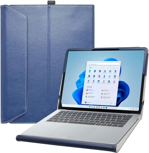 Vista 7 de Bige Surface Laptop Studio 2 - Funda de piel sintética con 2 soportes plegables para tabletas Microsoft de 14.4 pulgadas, color negro