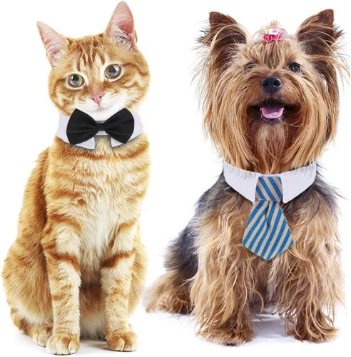 Vista 3 de Shappy 3 piezas ajustables para mascotas, perro, gato, corbatín, disfraz de mascota, collar para perros pequeños, accesorios de aseo para cachorros