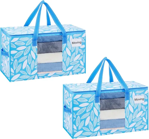 Vista 20 de VENO Paquete de 2 bolsas de mudanza resistentes, bolsas de almacenamiento de ropa y edredón con ventana transparente, suministros de embalaje