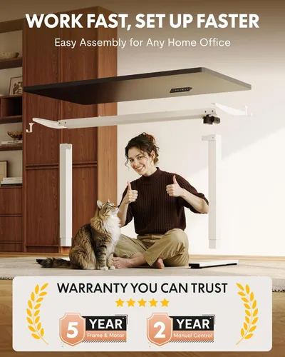 Vista 7 de FLEXISPOT EN1 Escritorio de pie de una pieza con escritorio sin costuras de 1 pulgada de grosor, escritorio eléctrico de altura ajustable de 40 x 24