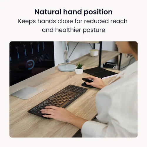 Vista 3 de Teclado Contour Balance - Teclado ergonómico compacto para aliviar el dolor de muñeca con inclinación ajustable para apoyar, compatible