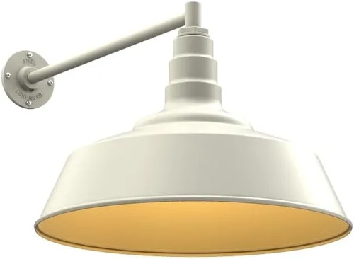 Vista 30 de Steel Lighting Co. Redondo - Luz de granero Montaje en pared al aire libre Cúpula de 20 pulgadas Cuello de cisne de 16 pulgadas Luz grande