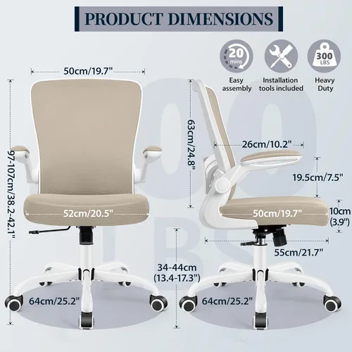 Vista 10 de FelixKing Silla de oficina, silla de escritorio ergonómica con altura ajustable y soporte lumbar, sillas giratorias, silla de computadora