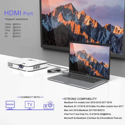 Vista 3 de Adaptador USB C multipuerto USB C para MacBook Pro 2023 2022 2021 2020, USB C Hub USB C a HDMI, VGA, SD, Lector de tarjetas TF 3USB 3.0 y puerto USB