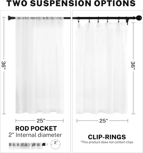 Vista 3 de MRTREES - Cortinas de gasa pequeñas y translúcidas con filtrado de luz y bolsillo para cortinero, 2 paneles para media ventana