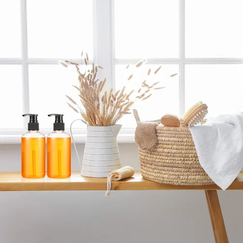 Vista 6 de 16 botellas vacías de champú, botellas de plástico, dispensador de jabón líquido para platos, dispensador de champú recargable para pared de ducha
