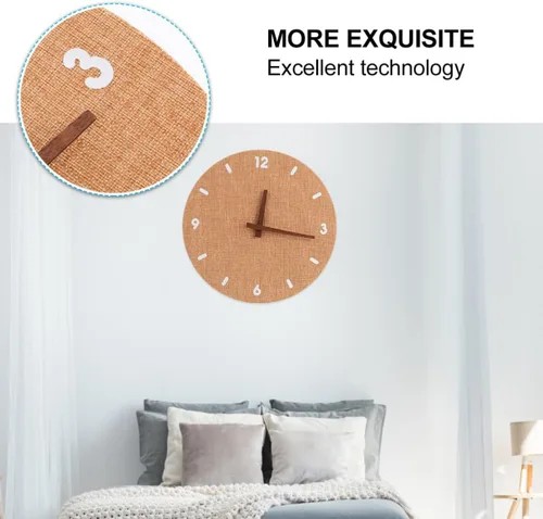 Vista 2 de 1pc reloj de pared rústico colgante reloj digital de pared simple decorativo reloj romano número madera