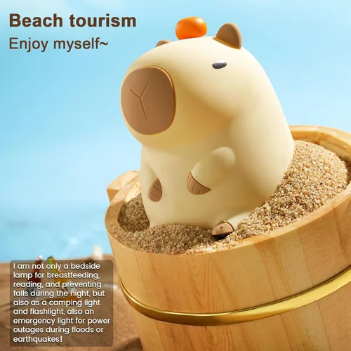 Vista 6 de YR YRHH-PET Lámpara Linda de Capybara Naranja para la Noche, Lámpara LED de Capybara Novelosa y Apretable, Luz Nocturna Ajustable de Silicona