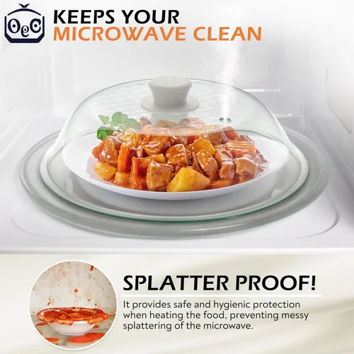 Vista 5 de OEC Cubierta de vidrio templado para salpicaduras de microondas, 10 pulgadas (diámetro interior de 8.7 pulgadas), resistente al calor, tapa