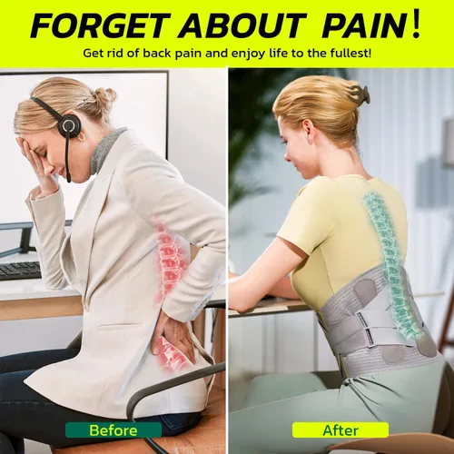 Vista 3 de Faja para la espalda para aliviar el dolor de espalda baja con soporte de abrazo bioquímico de 360 grados, cinturón de apoyo de espalda para hombres