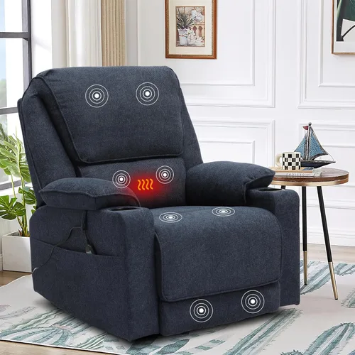 Vista 28 de KIGOTY Juego de 2 muebles de sala de estar, el juego de sofá reclinable incluye sofá reclinable reclinable y silla reclinable de masaje, juego