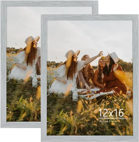 Vista 27 de Frametory, Portarretratos de madera maciza de 8.5 x 11 pulgadas, moldeado negro, parte delantera de vidrio templado, vertical, marco de galería