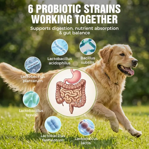 Vista 4 de Probióticos masticables suaves para perros, probióticos 3 en 1 para perros que apoyan la salud digestiva y la salud intestinal para perros