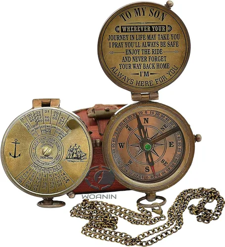Vista 10 de Brújula con calendario grabado para mi hijo, brújula personalizada para regalo de hijo, regalo para nuestro hijo