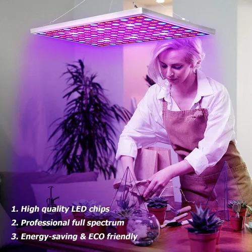 Vista 4 de Diboys Luz LED de cultivo para plantas de interior, luces de plantas de 45 W, panel de espectro completo, luz de crecimiento para plántulas