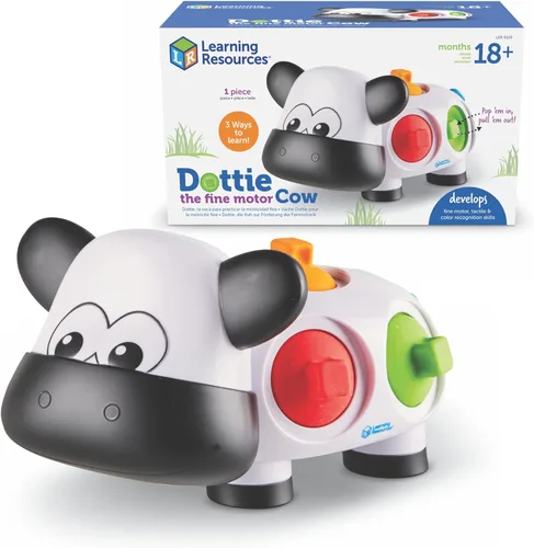 Learning Resources Dottie the Fine Motor Cow - 1 pieza, a partir de 18 meses, juguetes de habilidades motoras finas para niños pequeños, juguetes