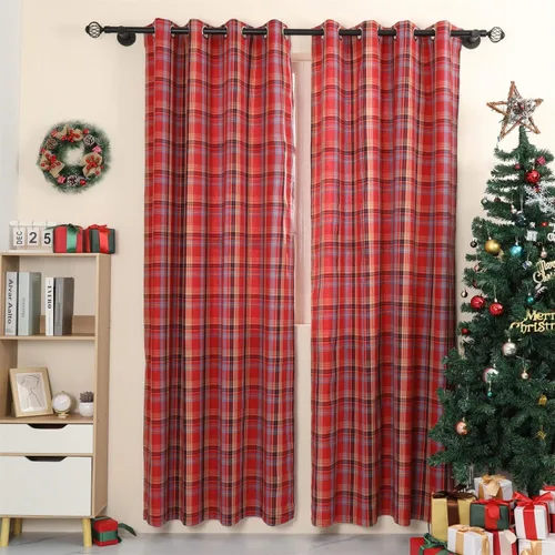 Vista 11 de Cortinas de búfalo Moslovstar 2 paneles, cortinas de ventana a cuadros de búfalo, cortinas rústicas de granja para oscurecer la habitación, cortinas