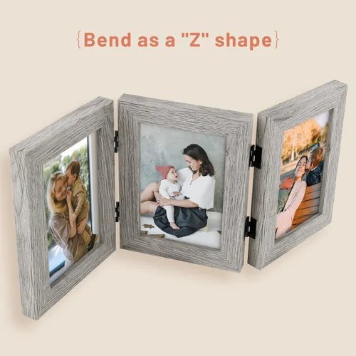 Vista 139 de Golden State Art - Marco decorativo con bisagras para mesa, escritorio, 3 aberturas verticales, con cristal real