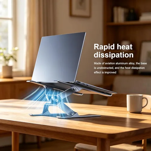 Vista 5 de Soporte ajustable para computadora portátil, elevador portátil para laptop, soporte ergonómico para MacBook Pro Air, Dell XPS, HP, Lenovo