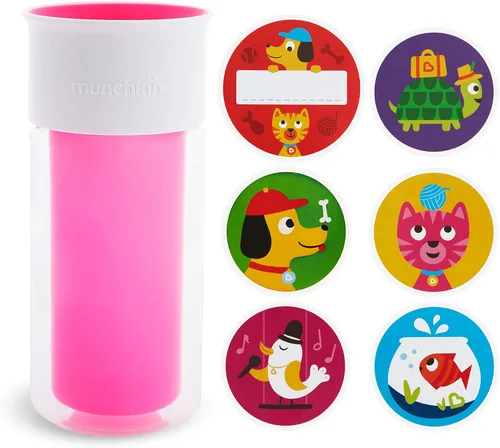 Vista 12 de Munchkin® Miracle® 360 - Vaso para beber con aislamiento, incluye calcomanías para personalizar la taza, 9 onzas, azul
