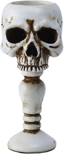 YANGMEI 1 portavelas de calavera para decoración de Halloween, candelabro de esqueleto vintage, estilo gótico para Halloween, Navidad, fiesta, bar,