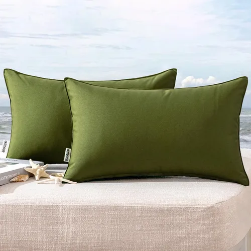 Vista 32 de MIULEE - Paquete de 2 fundas de cojín decorativas, impermeables; para usar en exteriores, jardín, patio, tienda de campaña, sofá, decoraciones