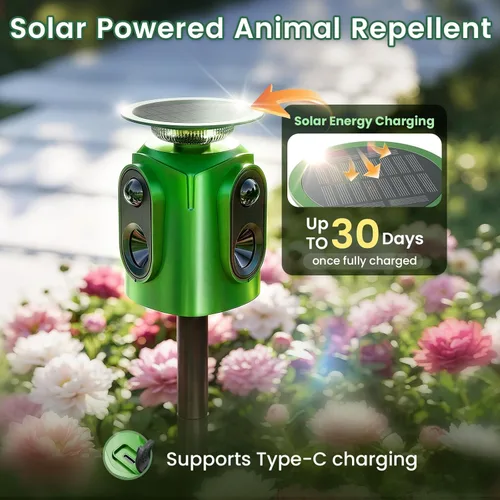 Vista 2 de 360° Solar Ultrasonic Animal Repellent Outdoor, Deer Repellent Traps with Motion Sensor, cat Repellent Outdoor -Light Green
