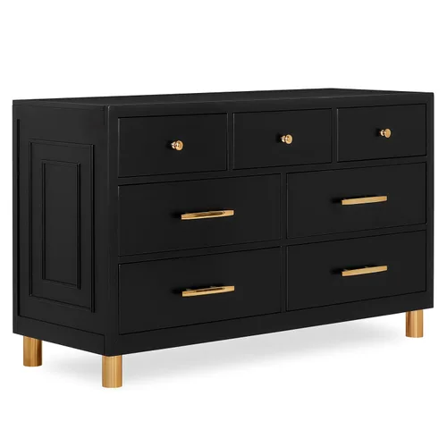 Evolur Cómoda doble estilo loft Art Deco, negro, 54.00″ L x 18.00″ W x 33.00″ H