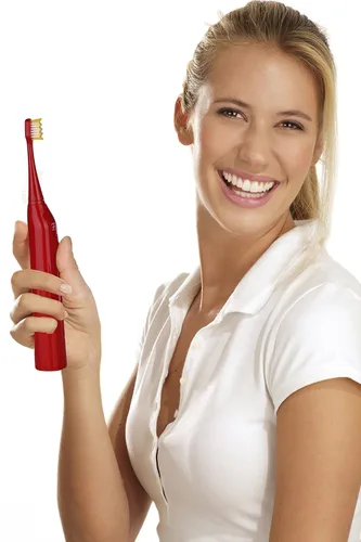 Vista 4 de Pursonic S420 cepillo dental sónico recargable de alta potencia con 12 cabezas de cepillo y cargador de almacenamiento., Rojo