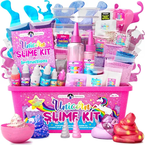 Vista 8 de Original Stationery - Mini kit de Slime de unicornio para niñas y niños de 7 a 12 años, set de manualidades de Slime DIY con plastilina, bolas