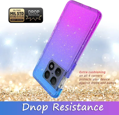 Vista 4 de Compatible con OnePlus 10 Pro, funda híbrida con purpurina brillante, transparente, colorido, degradado, funda protectora de TPU para OnePlus 10 Pro