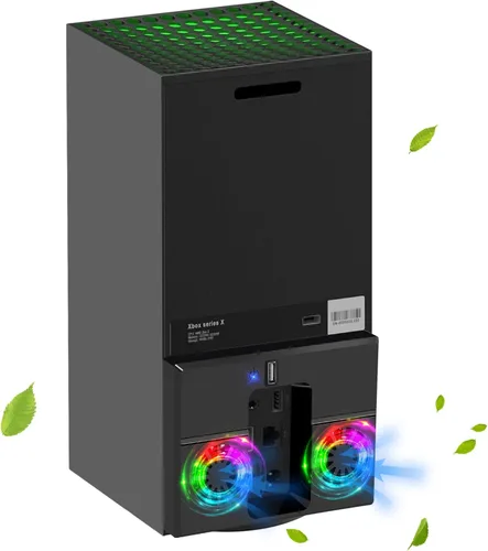 Ventilador de refrigeración Linkstyle para Xbox Series X, sistema de refrigeración con soporte vertical y luces RGB coloridas y 1 puerto USB