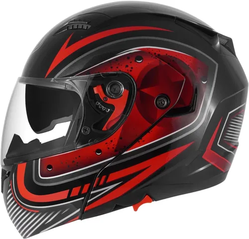 Vista 7 de DOT Approved Modular Flip-Up Dual Visor Motorcycle Full Face Helmet for Adults Men & Women with 2 Removable Visors (1 Clear + 1 Tinted)，Suitable for