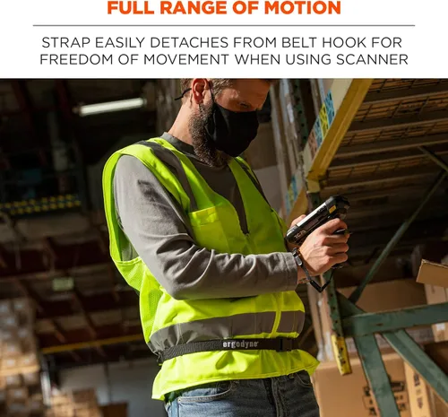 Vista 5 de Ergodyne Squids 3135 - Cinturón escáner de código de barras con gancho, incluye correa de transporte para escáneres de código de barras, negro