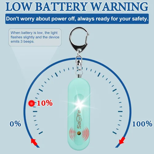 Vista 6 de Alarma de seguridad personal recargable para mujeres - Llavero de alarma de seguridad de autodefensa de 140 dB con luz estroboscópica, dispositivos