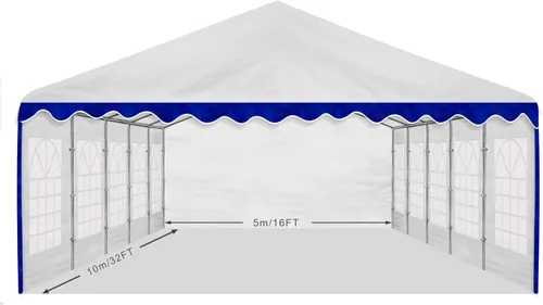 Vista 2 de American Phoenix. Toldo resistente para fiestas, ferias, bodas y eventos. Color blanco, Blanco y azul
