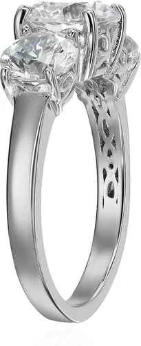 Vista 3 de Tienda Collection Platinum-Plated Sterling Silver Round 3-Stone Ring made with Infinite Elements Cubic Zirconia (2 cttw)