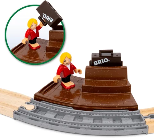 Vista 6 de BRIO World – 36079 Set básico de viaje de tren de madera Set de juguete de tren de madera de 22 piezas para niños a partir de 3 años
