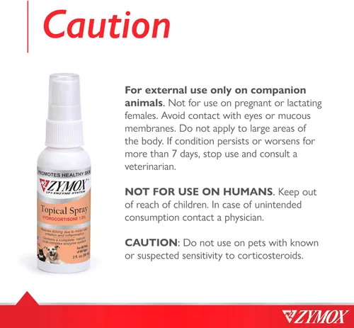 Vista 5 de Zymox Spray tópico para puntos calientes para perros y gatos con 1% de hidrocortisona, 2 onzas