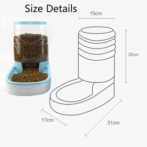 Vista 2 de Comedero automático para gatos con gravedad para perros de 1 galón, comedero autodispensable para mascotas pequeñas y medianas, gran capacidad (azul)