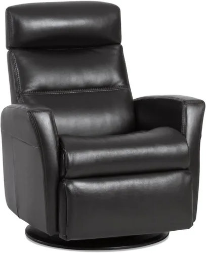 IMG Divani RG 225 - Silla giratoria reclinable reclinable (tamaño mediano), reclinable, de piel color carbón salvaje, cabezales ajustables Cuero