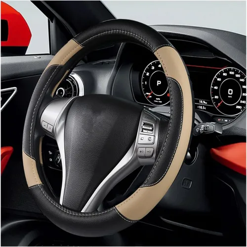 Funda de cuero para volante de auto BELOMI, universal de 15 pulgadas para auto, camión y SUV, antideslizante y transpirable, diseño de estilo