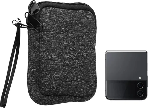 Vista 19 de kwmobile Bolsa de neopreno para teléfono tamaño XXS - 3/3,5 pulgadas - Mini bolsa universal para celular con cremallera, correa para la muñeca