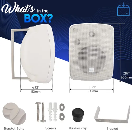 Vista 7 de Pyle Altavoz para Patio al Aire Libre Resistente al Agua - 3.5" 2 Vías, Montaje en Pared/Techo, Altavoz Dual Resistente a la Intemperie con Rejilla