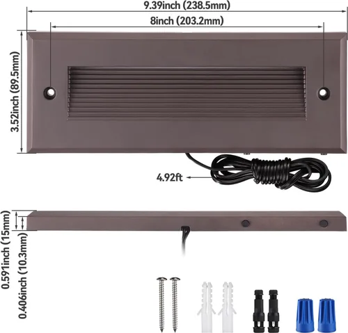 Vista 6 de LEONLITE 5W/4W/3W Luz de escalones LED regulable de bajo voltaje de 5CCT para exteriores, iluminación de escalones exteriores de 9 pulgadas, luz
