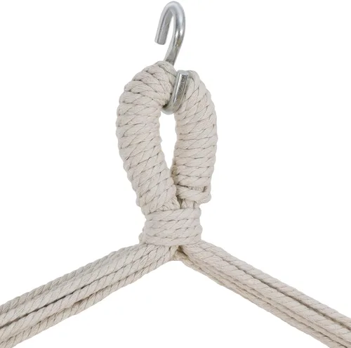 Vista 5 de Silla hamaca beige columpio colgante de cuerda silla de red porche patio con 2 cojines