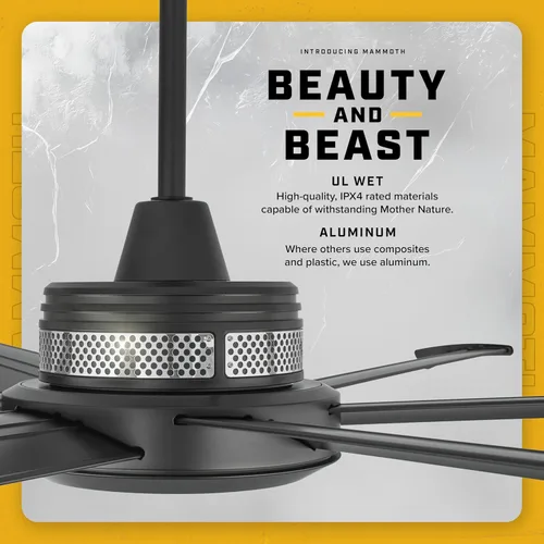Vista 6 de Big Ass Fans Ventilador de techo Mammoth de 72" para exteriores con luz LED – Acabado negro – Ventilador de techo inteligente con Wi-Fi, control
