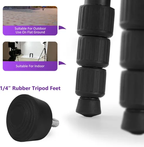 Vista 3 de Pies de punta de trípode de 1/4-20 hilos de goma universales antideslizantes y de acero inoxidable Pies de repuesto para trípode