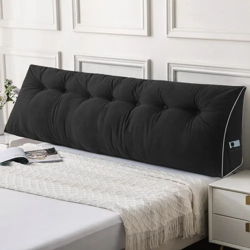 Vista 11 de Sasttie Almohada de cabecera tamaño Queen, almohada de cuña cabecera para sentarse en la cama, cojín triangular con soporte de respaldo para leer