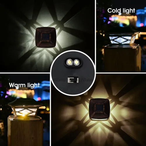 Vista 7 de TWINSLUXES - Luces solares LED para postes al aire libre, 2 modos, impermeables, para valla solar, para postes de 4 x 4, 5 x 5 y 6 x 6pulgadas